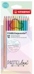 STABILO Színes ceruza STABILO Aquacolor pastellove hatszögletű 12 darabos (1612/7) - vectraline