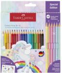 Faber-Castell Színes ceruza FABER-CASTELL Grip Unikornis matricával 18 darabos készlet + 6 darab Sparkle pasztell színes ceruzával (201543)