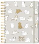 PLANALL Határidőnapló PLANALL Midi B/6 heti spirálos keményfedelű gumis doggo 2026 (21573) - vectraline