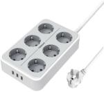 Tessan Разклонител с 6хAC изхода и вградени 3хUSB-A изхода за мобилни устройства - Tessan Power Strip TS-302-GR (бял) (TS-303-GR)