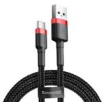 Baseus CAFULE adatkábel (USB - Type-C, 3A, 20W, PD gyorstöltő 3.0, 50cm, cipőfűző) FEKETECATKLF-A91