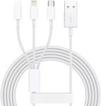 Flippy USB-kábel 3 az 1-ben, Flippy SX - 21, USB-micro USB/USB-C/iphone kompatibilis, 3A, 1, 2 m, fehér (123362)