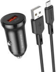 BOROFONE autós töltő BZ18 - USB - QC 3.0 18W USB-Micro USB kábellel fekete