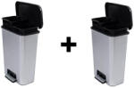 Curver 2db Duo Steel 23+23L pedálos szelektív szemeteskuka AKCIÓS