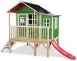 EXIT Toys Căsuță din cedru pe piloni Loft 350 Green Exit Toys mare cu acoperiș impermeabil și tobogan verde (ET50041200) Casuta pentru copii