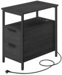 VASAGLE Modern Éjjeliszekrény Beépített Elosztóval Antracit-Fekete