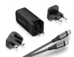 Energizer Incarcator de retea GaN 1xUSB-A + 1xUSB-C PD Cablu Type C to Type C inclus US/UK/EU 65W Negru (A65MUC) - vexio