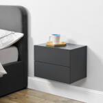 PremiumXL Fiókos Faliszekrény Éjjeli Szekrény 2 Fiókkal 40x29x30 cm Falra Szerelhető SötétSzürke