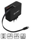 Cellect 65W hálózati töltő beépített kábellel, Fekete