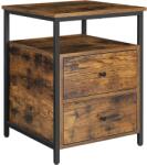 VASBÚTOR Éjjeliszekrény, oldalasztal, 45 x 60 x 45 cm, szüreti barna / fekete