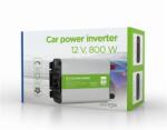 Gembird 800W Autós Inverter - 12V-ról 230V-ra, USB töltővel