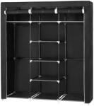 Euziel Textil gardrób polcokkal és ruhatartó rúddal MATIS 150x175 cm fekete RYG12B (EZ0190)