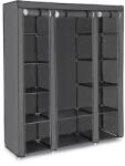 Euziel MATIS 150x175 cm tároló textilszekrény polcokkal és ruhatartó rúddal, szürke LSF03G (EZ0192)