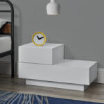 PremiumXL en. casa Éjjeliszekrény fiókokkal 38 x 70 x 35 cm baloldali fiókos szekrény 2 fiókkal forgácslemez fehér, matt