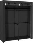 Euziel MATIS textilszekrény polcokkal és akasztórúddal, 140 x 174 cm, fekete RYG02BK (EZ0194)
