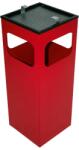  Cos de gunoi cu scrumiera integrata, model Kuba, 29 l, 250 x 250 x 655 mm, rosu (4260058006096) - bricolaj-mag Cos de gunoi