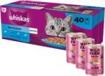 Whiskas WHISKAS Adult tasak 40 x 85g Fishy Treats - nedves eledel felnőtt macskáknak, zselében (darabokban: lazac, tonhal, tőkehal, fehér hal) + WILD FARM Pate lazaccal 3x400g