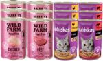 Whiskas WHISKAS Nedvestáp 1+ mártásos csirkével 3x400g , marhahússal 3x400g + Wild Farm csirke 3x400g, marhahús 3x400g