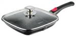 Kinghoff Tigaie grill cu capac și mâner detașabil Kinghoff KH 1511, Acoperire marmoasă, Inducție, Negru - 24 cm