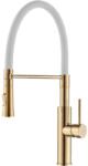 Laveo SHIRE zuhanyfejes csaptelep rugalmas tömlővel, fehér / arany (OPBQH_G78D)