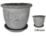  Agyag cserép+alátét SZÜRKE+levél szett (PE-2977)