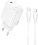 BOROFONE Bn28 Fuente Hálózati Gyorstöltő (type-c) Pd 30w Type-c/type-c Kábellel Fehér