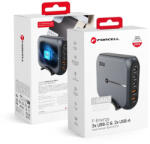 Forcell F-Energy GaN III asztali töltő 3 x USB C + 2 x USB A QC4.0 PD 5A 200W VT-51 szürke