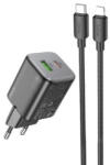 hoco. N41 Almighty Hálózati Töltő Pd20w+qc3.0 (usb - Type-c) Type-c/lightning Kábellel Fekete