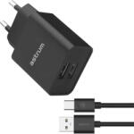 Astrum Pro Dual U24 hálózati töltő 2X USB, 10W, Type-C adatkábellel, fekete