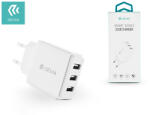 DEVIA univerzális USB hálózati töltő adapter 3 x USB - 5V/3, 4A - Devia Smart Series 3 USB Charger - white