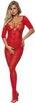 Subblime Bodystockings Subblime - 951825 Fishnet Crotchless Bodystocking Red Roses Mintával Egy Méretben (d-241331)