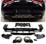  Mercedes Benz C257 CLS 2018-2023 AMG LINE-hoz CLS 63 AMG stílusú utángyártott lakk fekete hátsó diffúzor fekete króm kipufogó végekkel