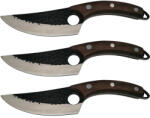 DEPOX Set trei cutite macelarie DEPOX®, lucrate manual, Cool Cook, 27.5 cm, maro, teaca inclusa (F103 + F103 + F103)