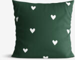 Goldea pamut párnahuzat - szívecskék, sötétzöld alapon 30 x 50 cm