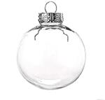  Átlátszó műanyag gömb ezüst színű akasztóval, mérete: 8 cm