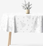 Goldea față de masă impermeabilă - model de crăciun - brazi și steluțe argintii pe alb - ovală 140 x 220 cm Fata de masa