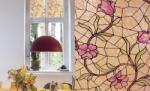 Patifix Folie pentru sticlă flore în bej - lățime 45 cm