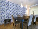 DIMEX ART Tapet vlies de lux model floral albastru-alb