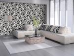 DIMEX ART Tapet vlies de lux ornamente alb-negru cu flori