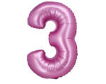  Rózsaszín Satin Pink 3-as szám fólia lufi 76 cm (MLG144918) - csucsajandek