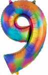  Színes Rainbow óriás szám fólia lufi 9-es 86x55 cm (DPA3853901) - csucsajandek