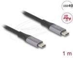 Delock kábel USB 40 Gbps Type-C male / male összekötő PD 3.1 240W E-Marker 1m szürke fém (DL81191) (DL81191)