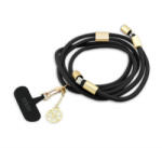 Guess CROSSBODY STRAP 4G CHARM adatkábel (Type-C - Type-C, gyorstöltő, 150cm, nyakpánt) FEKETE (GUCCUCNY4GDK) (GUCCUCNY4GDK)