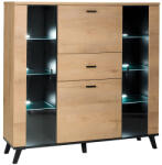  Komód, tölgyfa lefkas/fekete, SIRAN TYP 3