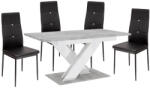 Proda Maasix SWTG Étkezőszett - 4 Személyes, Elvira Székekkel, Magasfényű Fehér/Beton