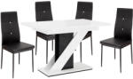 Proda Maasix WGBS Étkezőszett - 4 Személyes, Elvira Székekkel, Magasfényű Fehér/Fekete