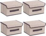  Összecsukható Doboz Fedéllel Bézs 4 db 36 x 23 x 24CM (B0D6Y96QCG-1)