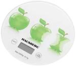 Hausberg HB-6010NG+DS üveg konyhai mérleg, kerek, fehér, alma mintával (HB-6010NG+DS) - pcx