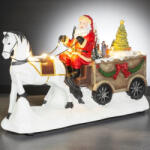 MagicHome MagicHome karácsonyi dekoráció, Mikulás lóval, 9 LED, kerámia