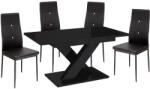 Proda Maasix BKG Étkezőszett - 4 Személyes, Elvira Székekkel, Magasfényű Fekete